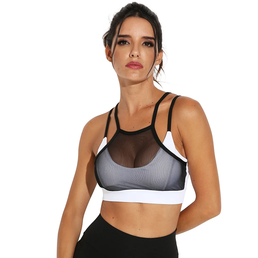 New Arrival Mesh Sports Bra Black And White Yiwu Leisure Style Yoga Vest