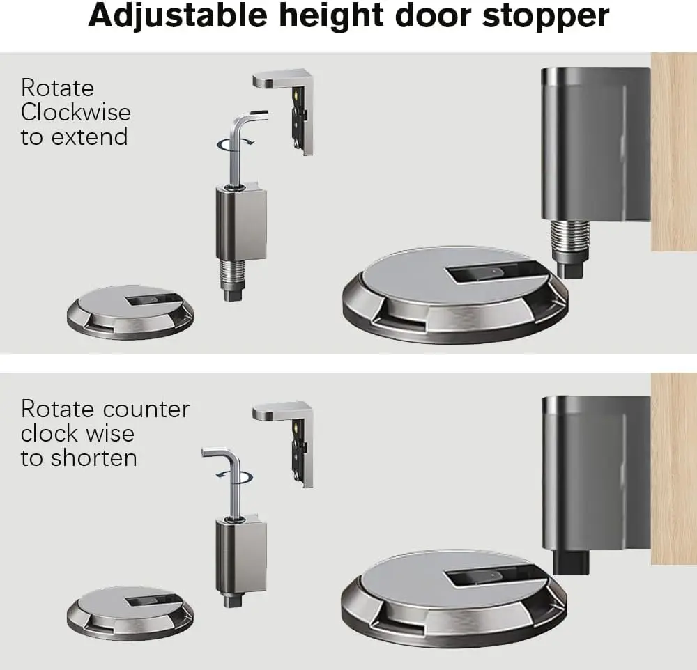 Magnetic Door Stopper Punch-Free Mechanical Silent Floor Door Stop Heavy Duty Adjustable Door Stop Catch Holder