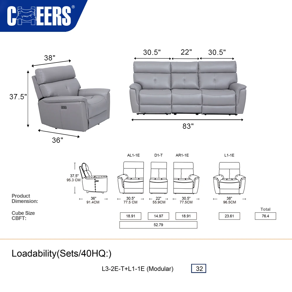 MANWAH CHEERS Practical Leather Electric Recliner Sofa Living Room Furniture Sets Couch with Foldable Tray Table