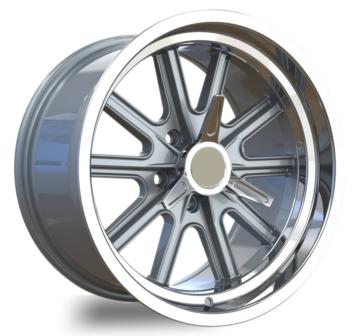 shelby cobra 15X8.0 5X112 ET+13 wheel backspace 5.0 inch alloy wheels with 3 bar spinners tri-bar spinners alloy spinners