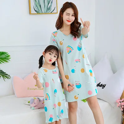 Mommy and Me Outfits Casual Dresses Home Wear Mother and Mini Me Sleep Dress