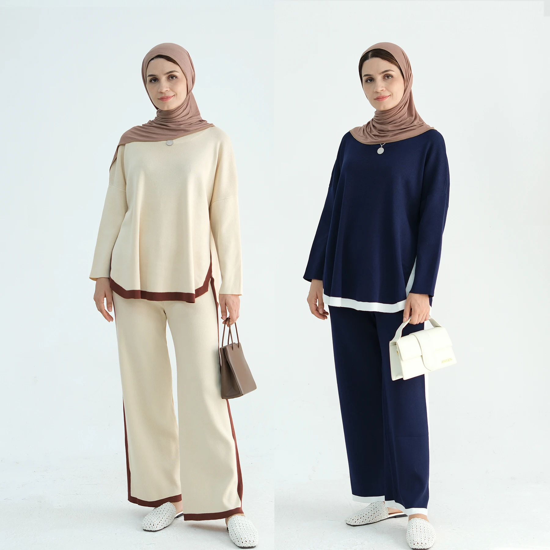 2025 Middle East Muslim Fashion Women Winter Clothes Sweater and Pants Set Loose Knitted Fall Winter 2 piece set