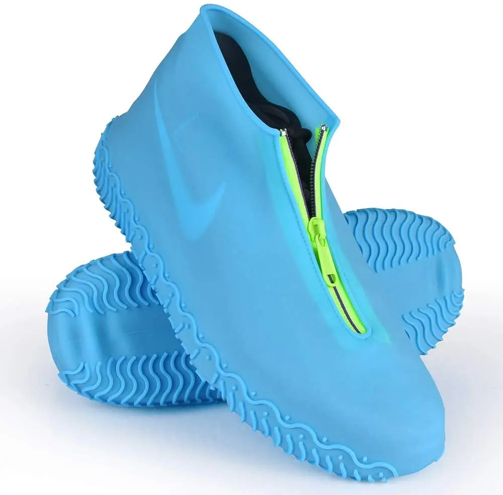 2022 M L XL Upgrade Silicone Waterproof Shoe Covers with Zipper Resistant Rain Boots Non-Slip Washable Protection for Women Men