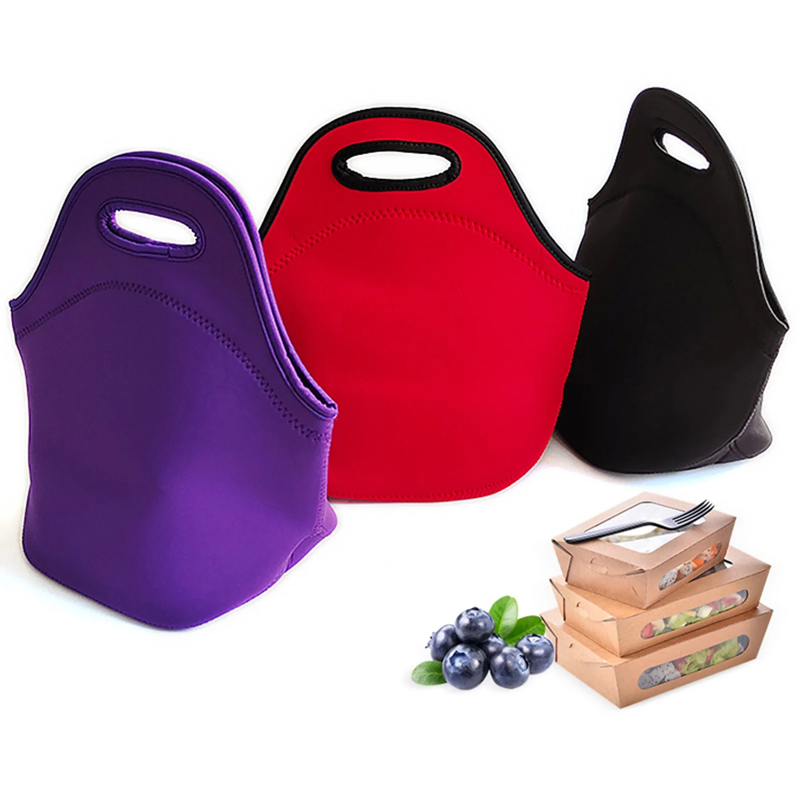 Portable Neoprene Lunch Bag Bento Box Insulated Tote Cooler Bag Container Dinner Picnic Kids School Food Storage Bag