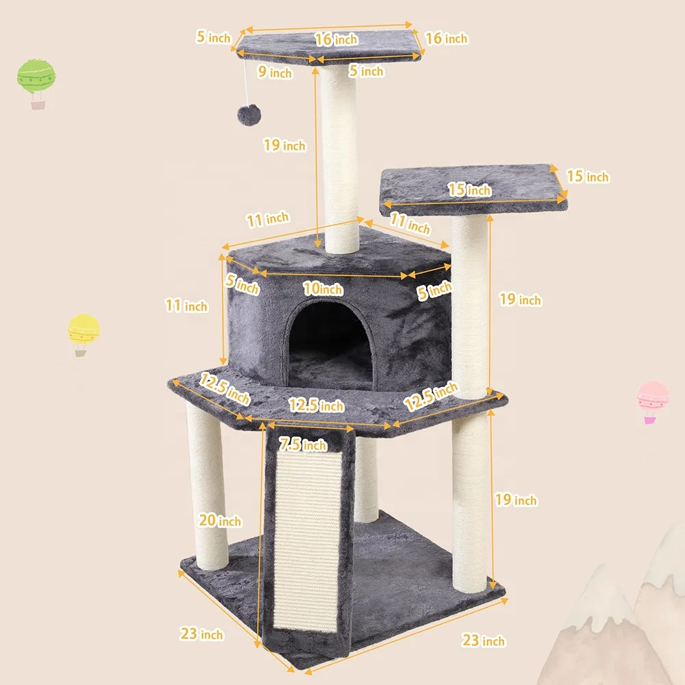 Sustainable Cat Tree Scratcher Strong Wear-Resistant Interactive Pet Climbing Frame Cat Tree for Large Cats