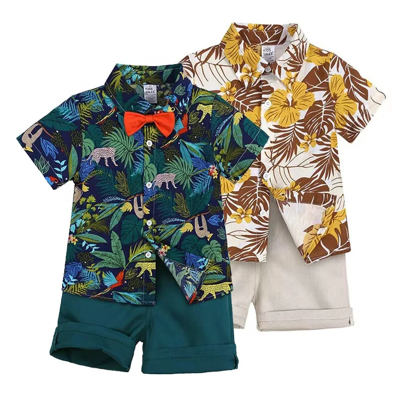 1 2 3 4 5 6 Years Old Child Wear Hawaiian Shirt Shorts Beach Clothes Set Kids Summer Clothing for Boys Toddler Baby Boys Outfits
