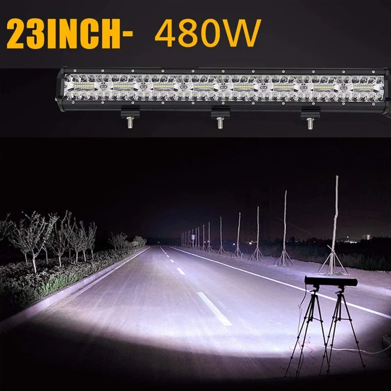 Factory Auto LED Lights Led Bar 23 inch 480W Work Light off-Road Vehicle Headlight Work Light for Car Truck ATV SUV Jeep