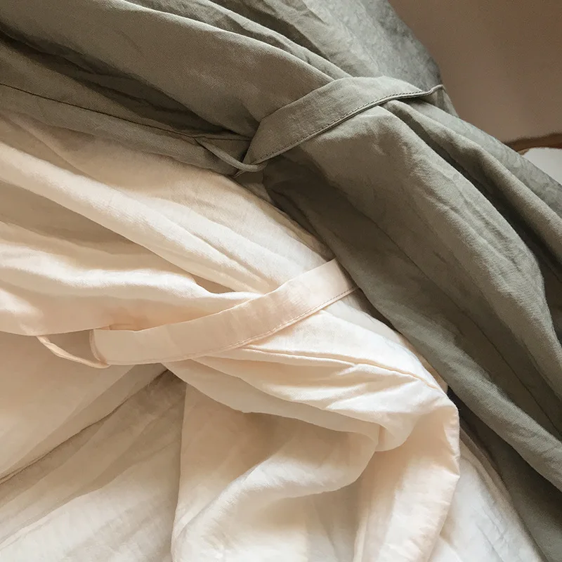 Korean Style Round Neck Solid Color Short Sleeve Dress Classic Cotton Blend Homewear Casual Dress