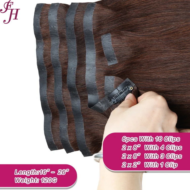 FH hair vendor 100% European remy human hair pu seamless clip in extensions 28 inch 150g for women