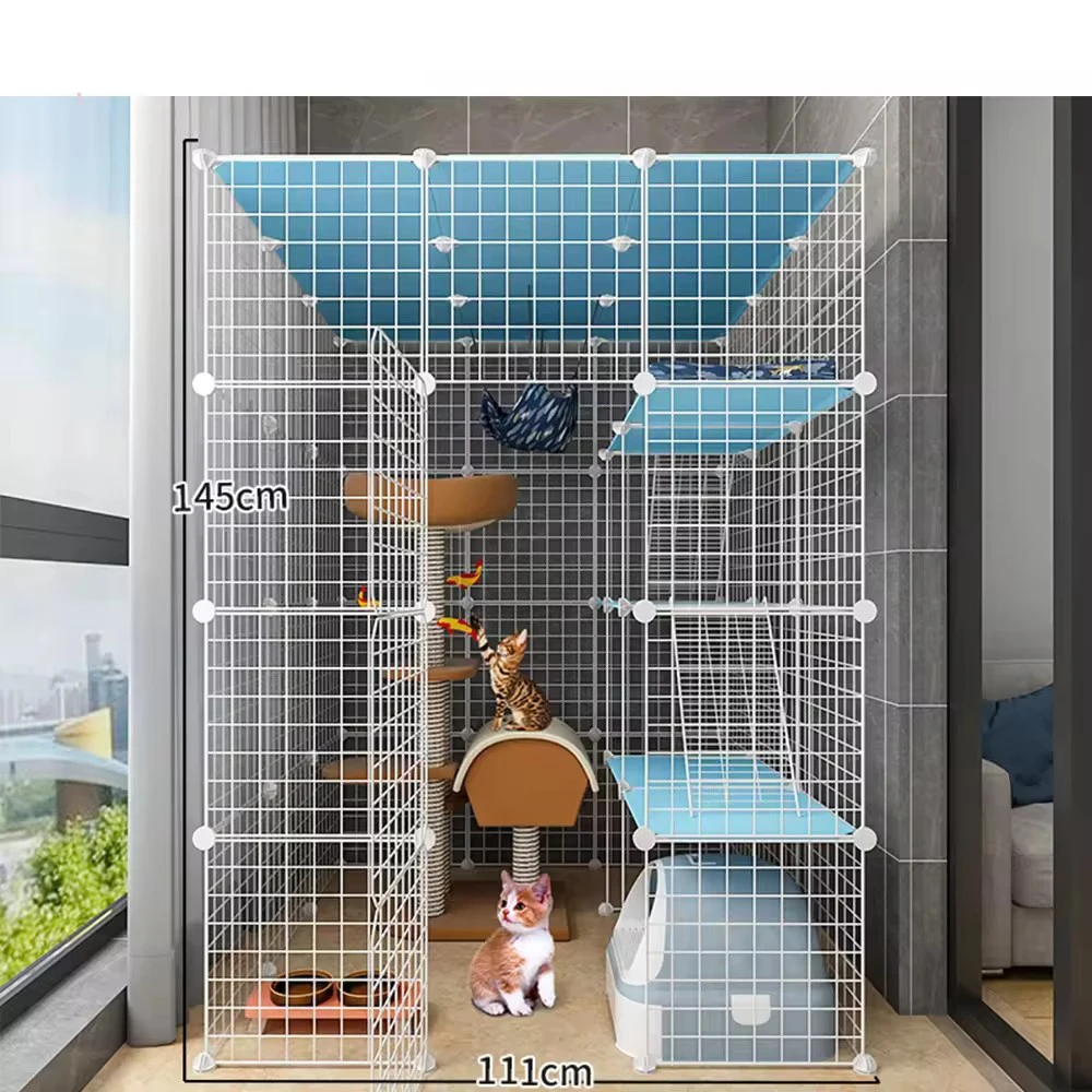 Joysing Indoor Animal Playing Living House Folding Wire Metal Pet Cage Large Cat Cage