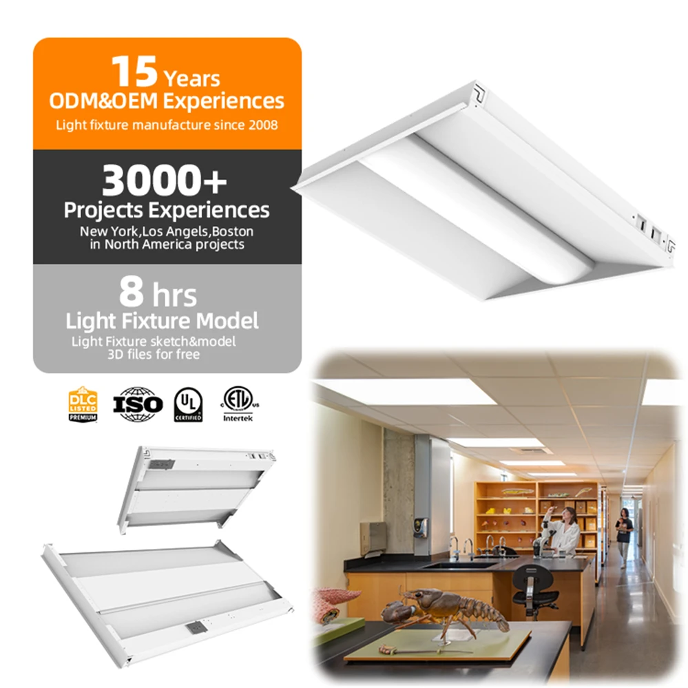 led troffer light 18w 26w 30w 35w 40w dlc 120-277 with 5 years warranty