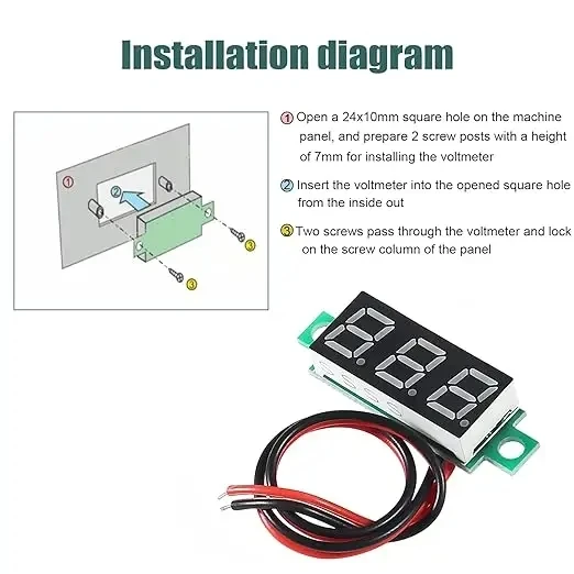 Mini Digital DC Voltmeter 0.36' LED Display Head Display Digital Panel Meter Detector Tools