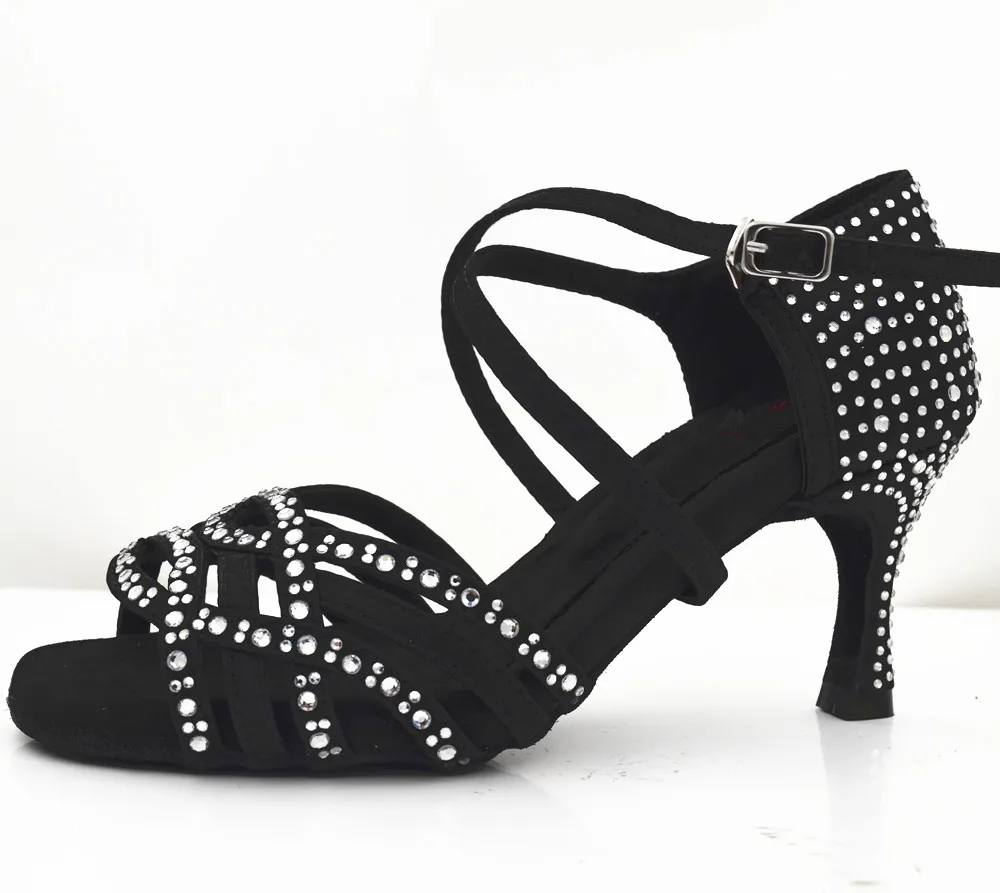 Evkoodance Open Toe Pump Heel Sandals Black High Heel Ballroom Latin Salsa Dance Shoes for Women