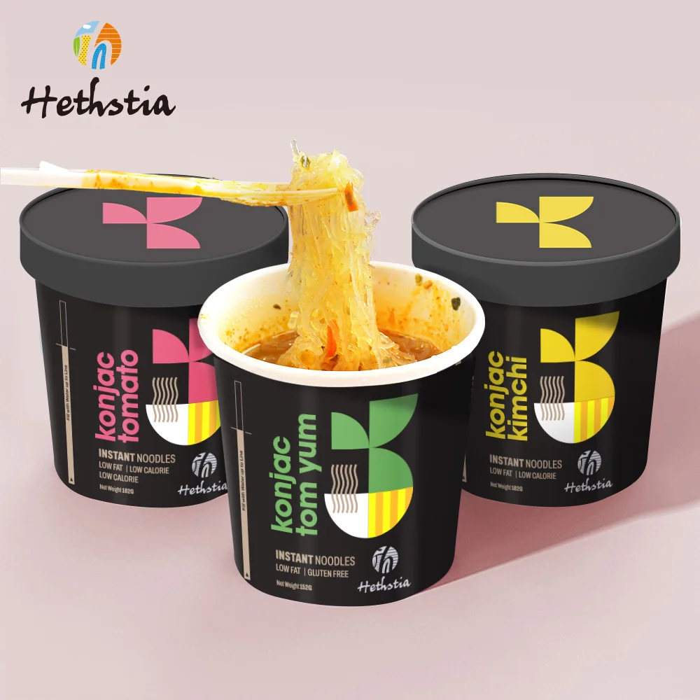 Low Fat Low Carb Southeast Asian Taste Healthy Soup Sauce Noodle Tom Yum Flavor Instant Cup Konjac Noodles