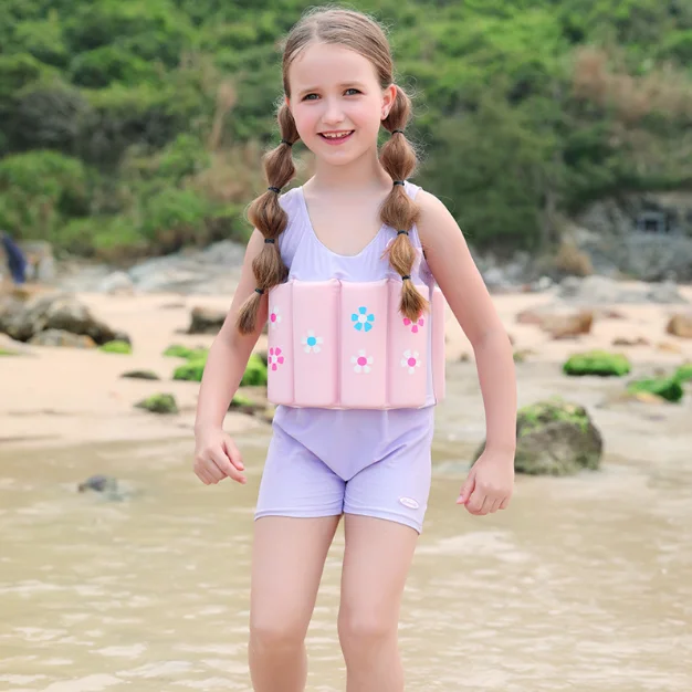 Printing Safety  Kids Girls  One Piece  Flat Angle  Floating Buoyancy Swimwear Swimsuit For Children