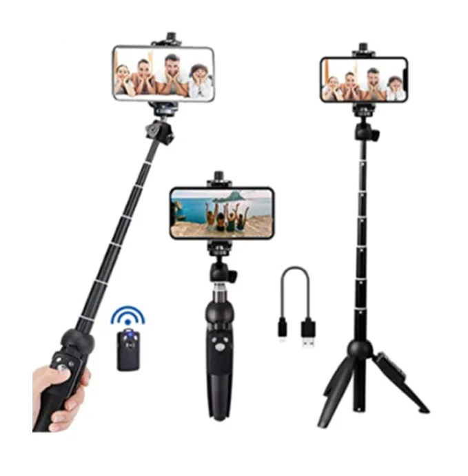 Портативный штатив для селфи из алюминиевого сплава с беспроводным дистанционным затвором, совместимый со смартфоном