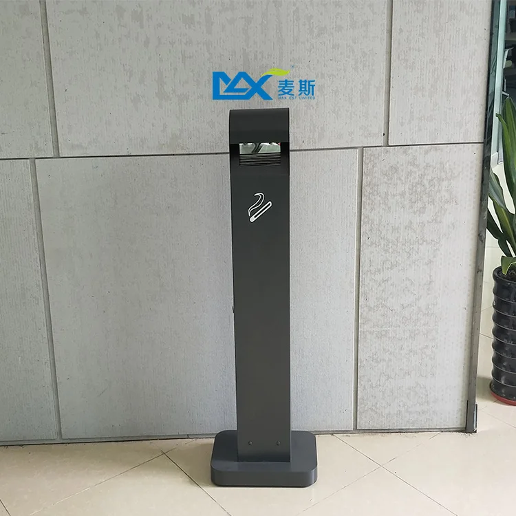 Factory Custom Grey Cigarette Butt Bins Parks Galvanized Steel Ashtray Floor Standing Ashtray