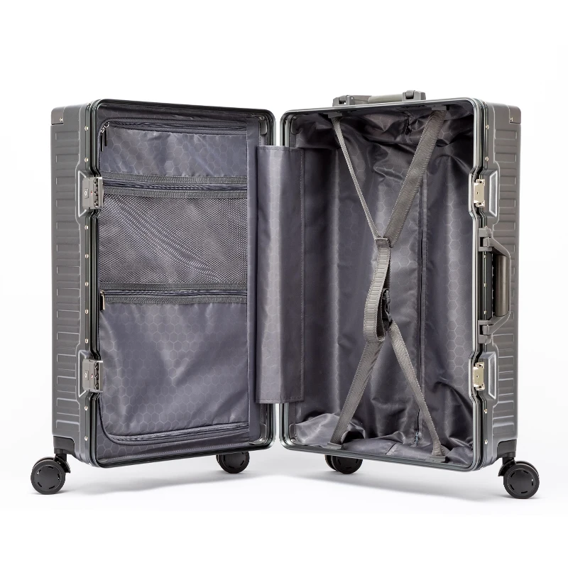 Factory travel luggage aluminium frame suitcase PC carry on luggage for business travel