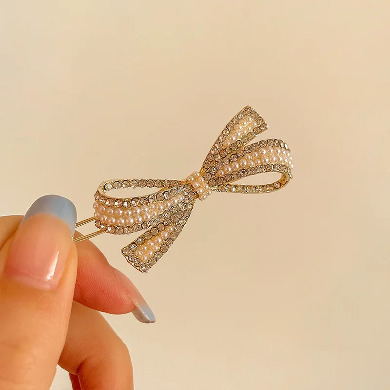 Fashion Pearl Bow Head Side Hairpin Korean Handmade Hair clip Hairpin for Kids Girl (H015C)
