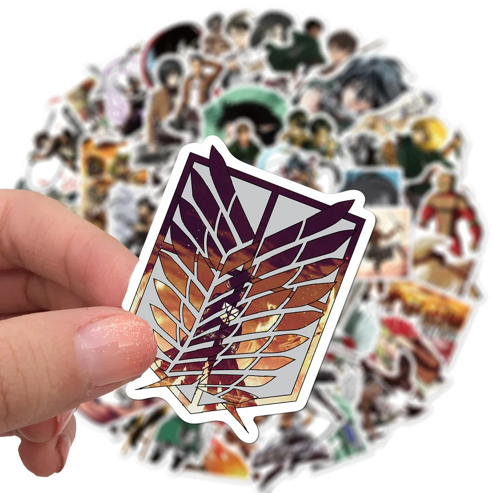  100PCS Attack On Titan anime stickers mixed pack for phone skateboard notebook computer waterproof vinyl
