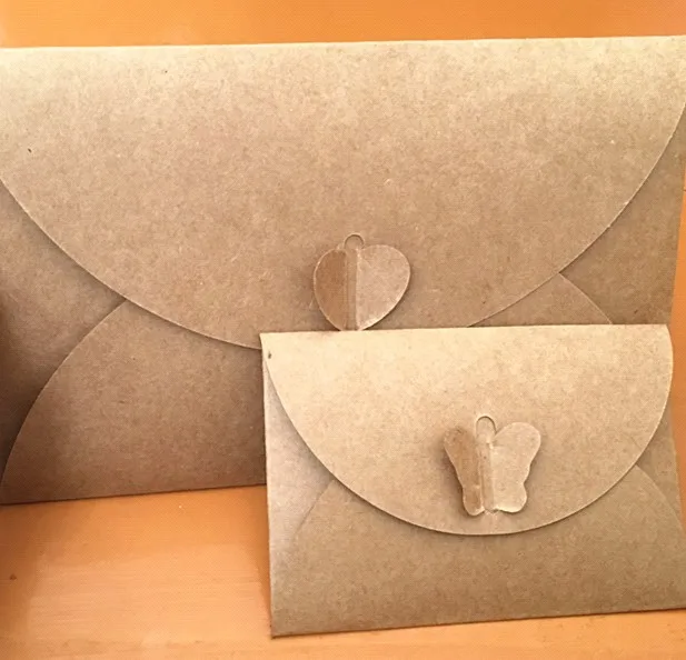 B-09051 DIY love butterfly size kraft paper envelope Vintage European love button envelope