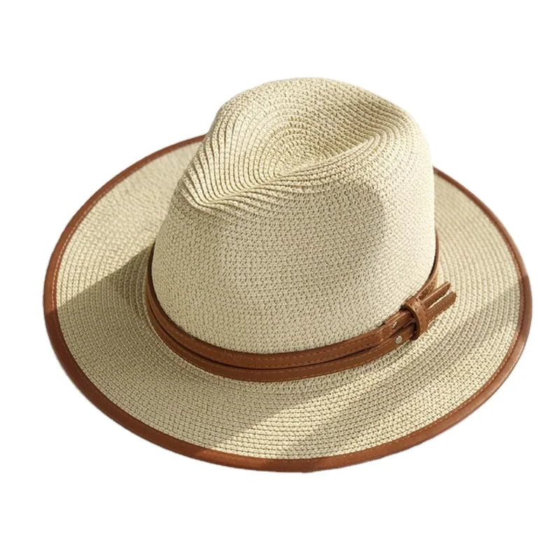 British style belt wrapped jazz straw hat summer travel sun visor holiday leisure Joker beach hat for  female