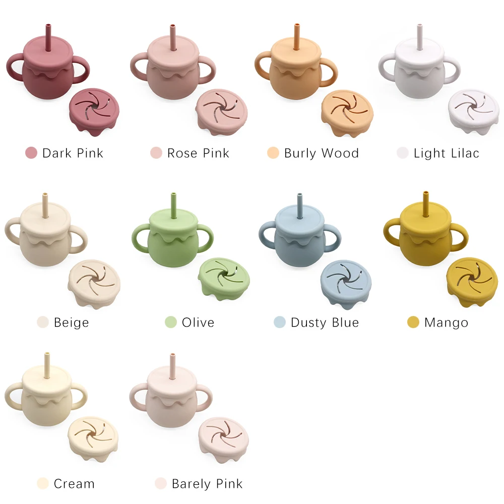 Wholesale 3 in 1 Function Spill Proof Babi Feed Silicon Baby Cup With Straw