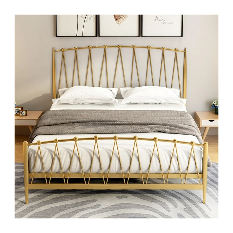Classic Metal Platform Bed Frame Mattress Foundation with Headboard and Footboard Wrought Iron Bed For Bedroom Hotel