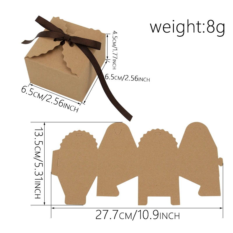 Best selling chocolate packaging box wedding favor kraft paper box with silk ribbon