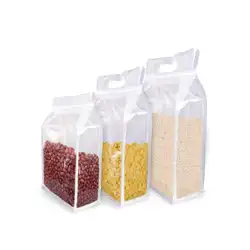 Glossy printing transparent  flat bottom pouch rice  1kg/700g rice packaging bag  with window