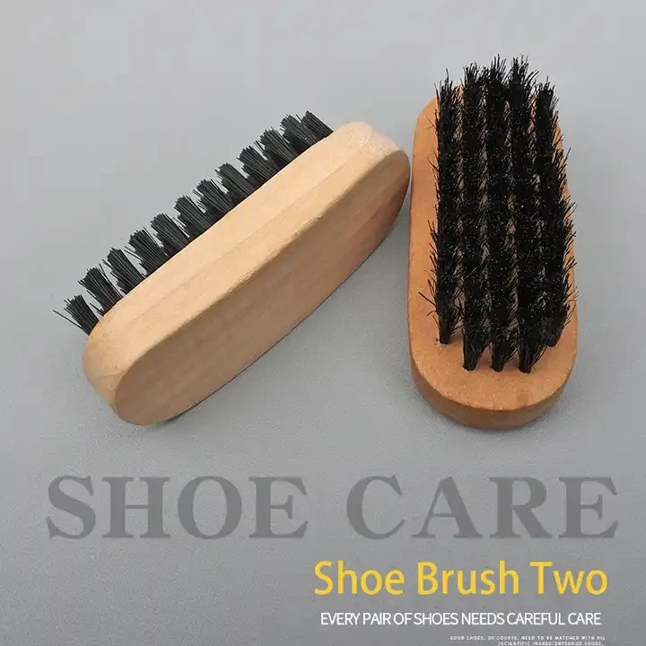 Shoe oil polishing pig hair brush mini pp silk wood sneaker shoes cleaning brush for shoes