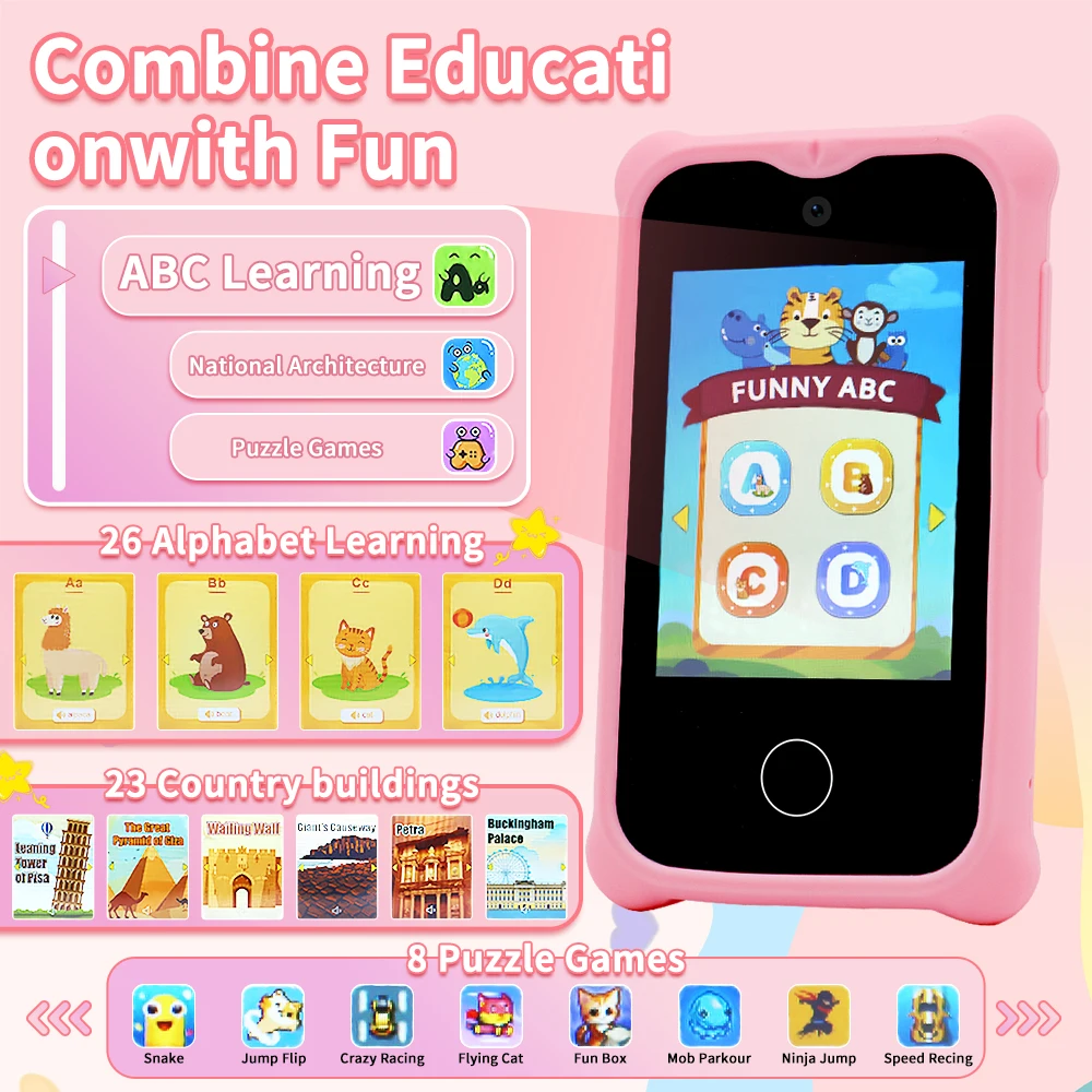Children Toy Phone for Girls Boys Toy Cell Phone Toy  Learning Game Phone With Camera