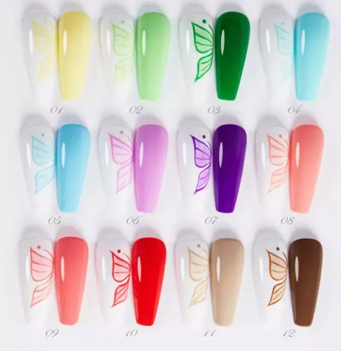 Private Label 12 Colors 8 ml gel metallic liner nail art gel liner kit  Pastel Platinum Gel Liner Uv Led with nail supplier