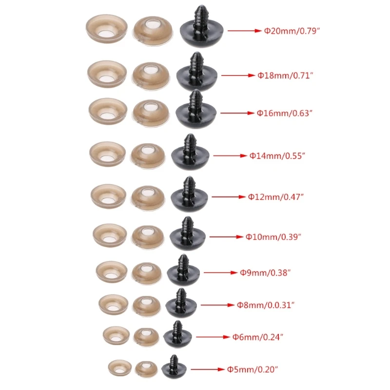 Tennis 100Pcs/Bag DIY Doll Toy Eyes Black Plastic Safety Puppets with WashersAccessories