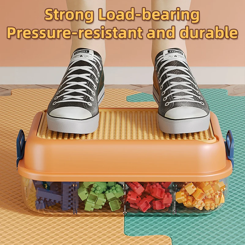 Оптовая продажа органайзер из прозрачного пластика с крышками многослойный Штабелируемый ящик для хранения игрушек детские строительные блоки полипропиленовый материал