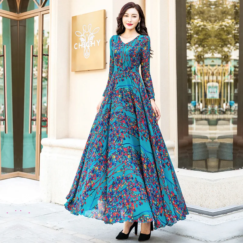 Our Own Manufacturer 2022 Spring Dress Chiffon Office Dress Floral Dress In China
