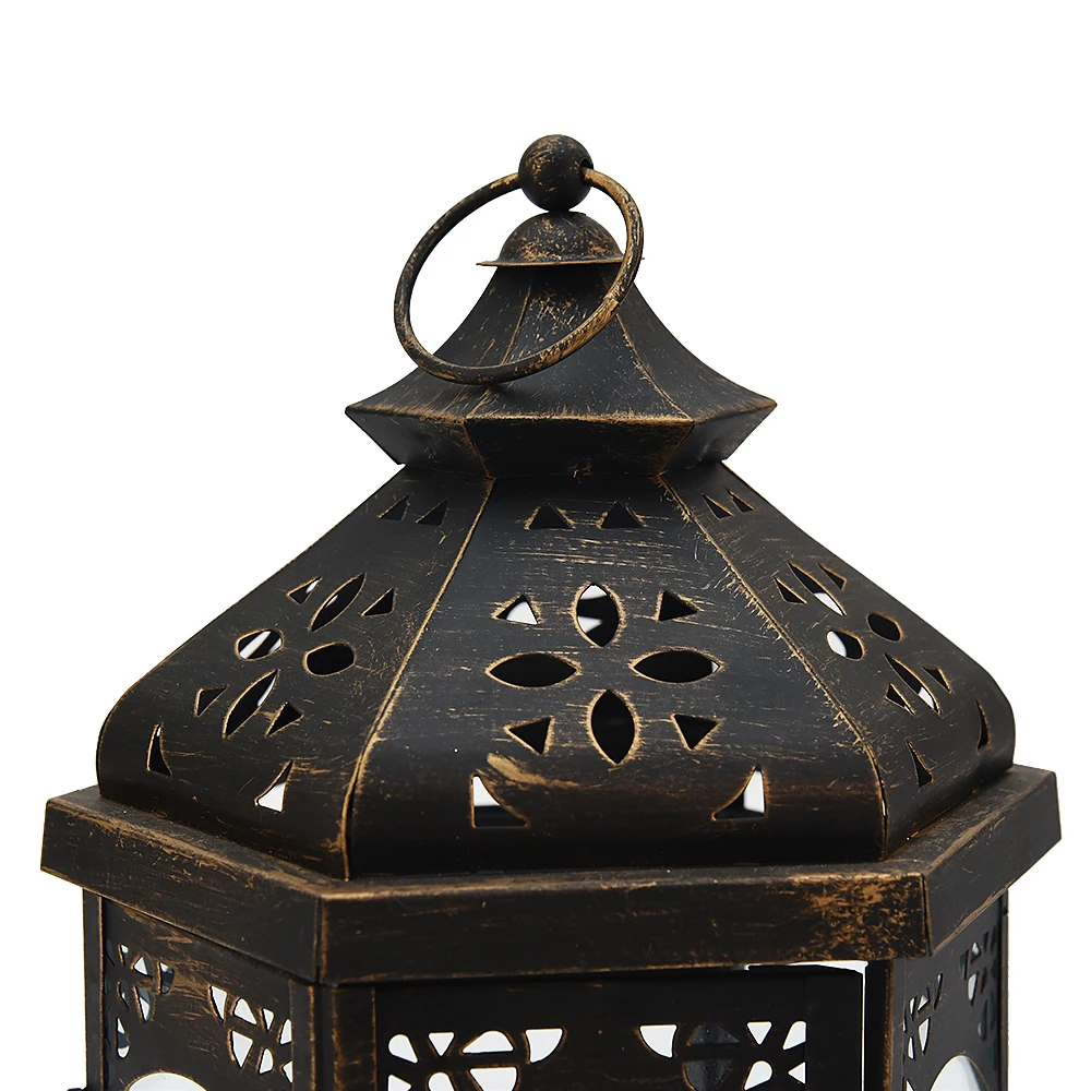 
Hotselling home decoration hexagon moroccan metal candle lantern 