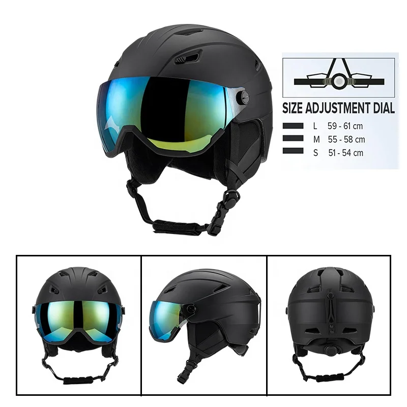 CE EN1077 Approved Light Weight Adjustable Vents Ski Helmets with Visor Protective Gear for Skiing Snowboarding Cycling