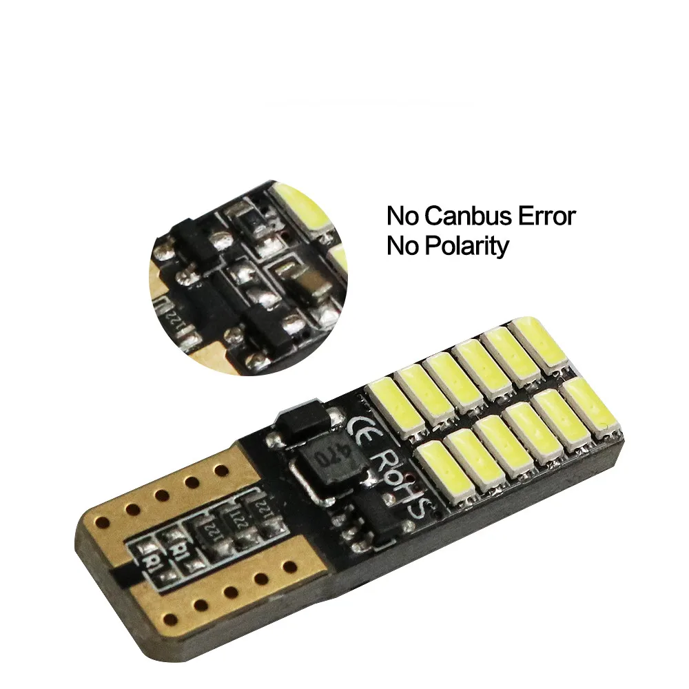 W5W Canbus Led 194 168 T10 3030 24Smd 4014 Dc12V Interior Light Car License Plate Lights T10 Led Bulb Canbus Park Light