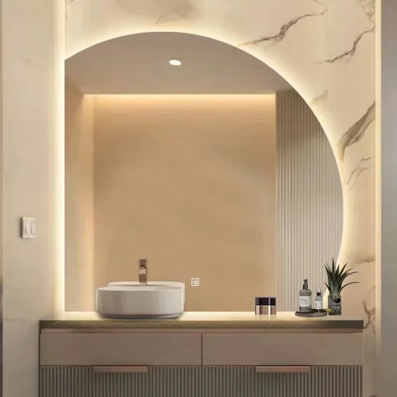 Custom toilet sink mirror bathroom cabinet bathroom vanity table LED mirror backlit touch screen