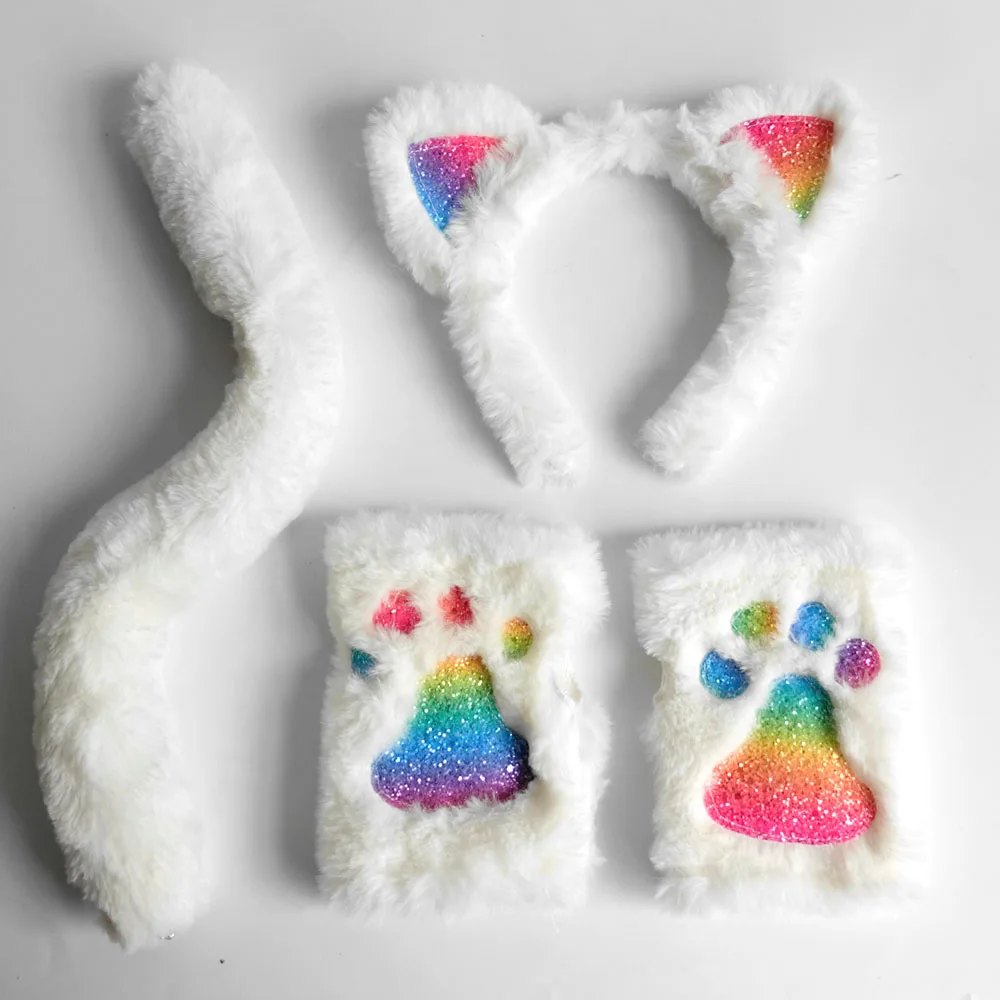 Новый дизайн, косплей-набор для Хэллоуина с котом, детский мультяшный костюм, милое животное, Белый Кот, косплей-набор