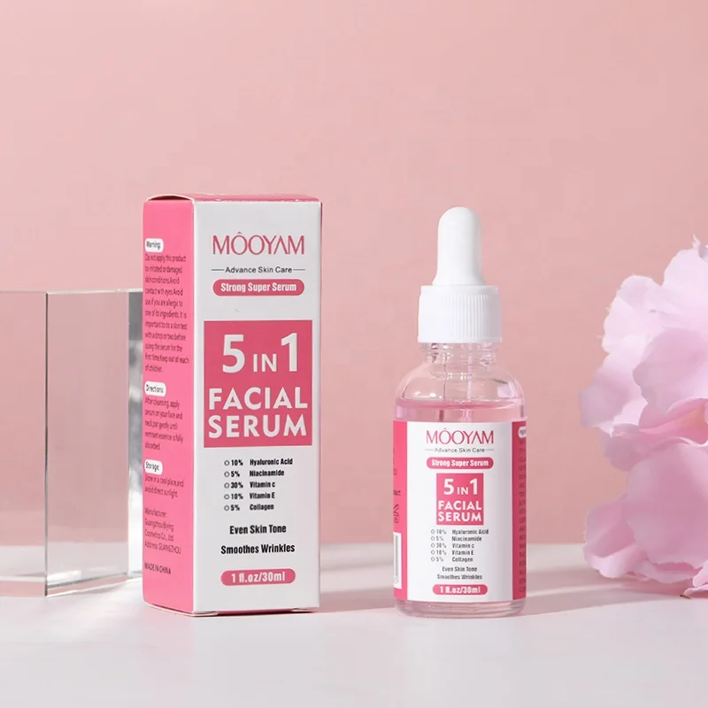 5 In 1 Facial Skin Care Serum Collagen Anti Aging Whitening Face Serum With 5% Niacinamide 10% Vitamin E 30% Vitamin C Serum