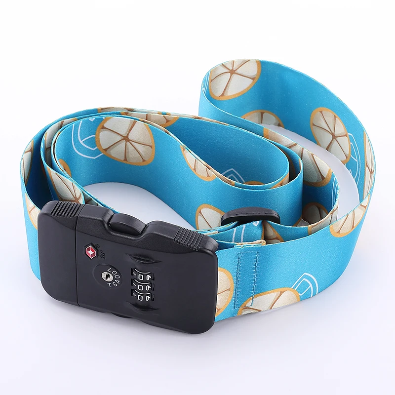 Custom sublimation printed adjustable polyester travel suitcase tsa luggage strap