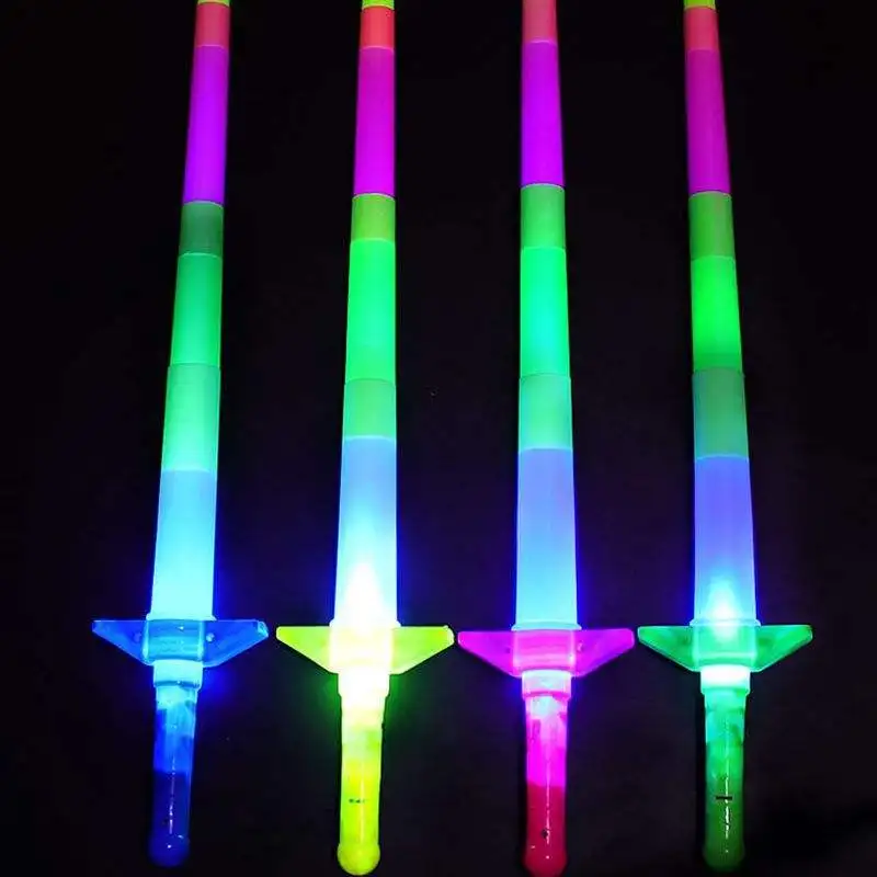Hot selling four-section LED flash light sword retractable stick concert party children toys