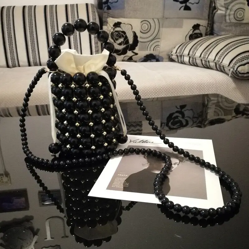 
Top Quality Handmade Pear Bag Clutch Shoulder Tote Bag Purse Pearl Bucket Stone Purse Wedding Evening Handbag 