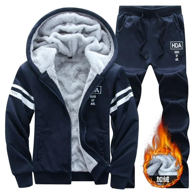 Wholesale 2023 thicken plus velvet with Soft Nap Track Suit to Keep Warm Portable Track Suit for Men Zippered Jogging Suit