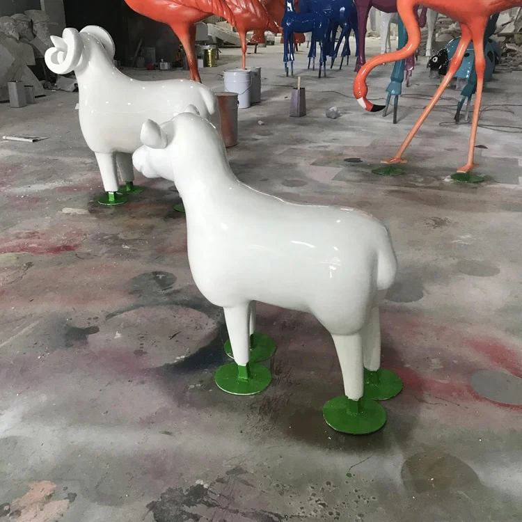 Стекловолоконная животная модель Альпака садовая скульптура Овцы на заказ украшение для гостиницы виллы Белая овца наружная креативная животная c
