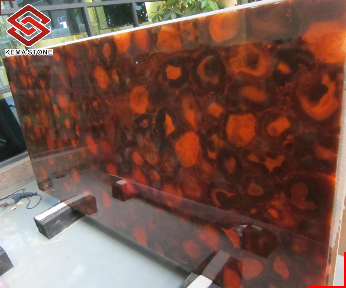 Large Semi-Precious Stone Slabs Red Agate