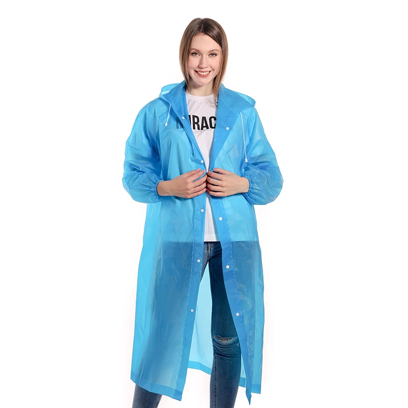 Eva Raincoat Adult Women Men Waterproof Long Hooded Poncho Raincoat For Outdoor Hiking Travel Fishing Climbing