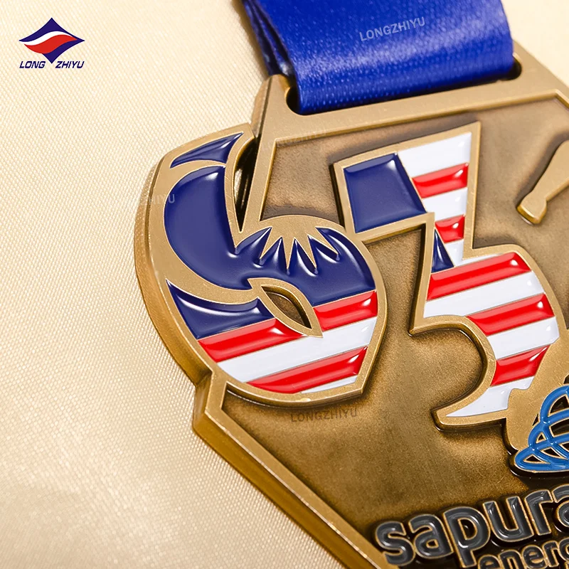 Longzhiyu Custom Engraved Metal Medallions Golf Ball Marker Miraculous Medal with Logo Ribbon Metal Crafts